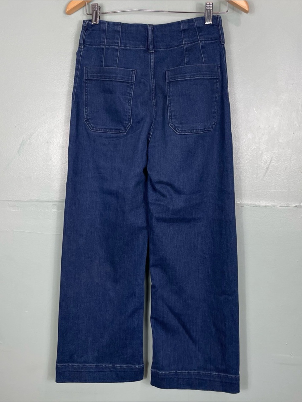 Maeve The Colette Pants Cropped Wide Leg Women Size 26 Navy Blue Stretch - Picture 5 of 10